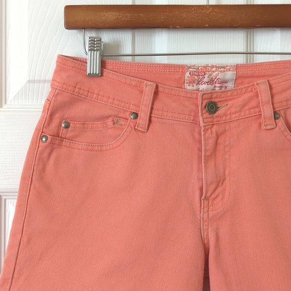 Signature by Levi Strauss Y2K Classic Mid Rise Slim Fit Jean Shorts Coral Pink 4 - Picture 7 of 12